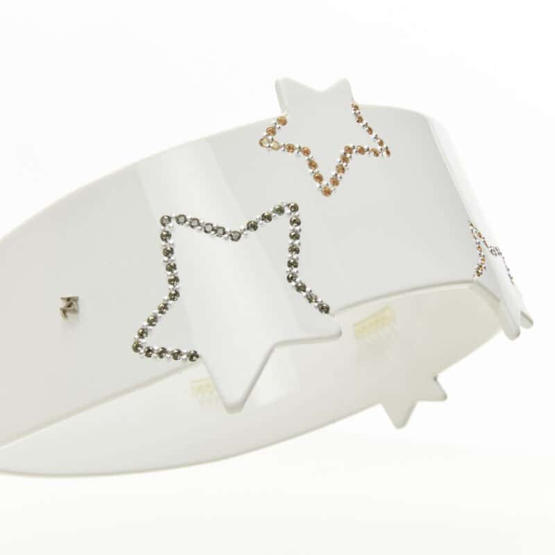 Unsigned Star Acrylic Headband White Plastic Never worn - Box View