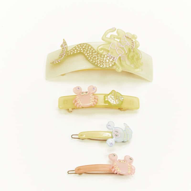 Unsigned Mermaid Hair Clips Yellow Plastic Very good condition - Front View