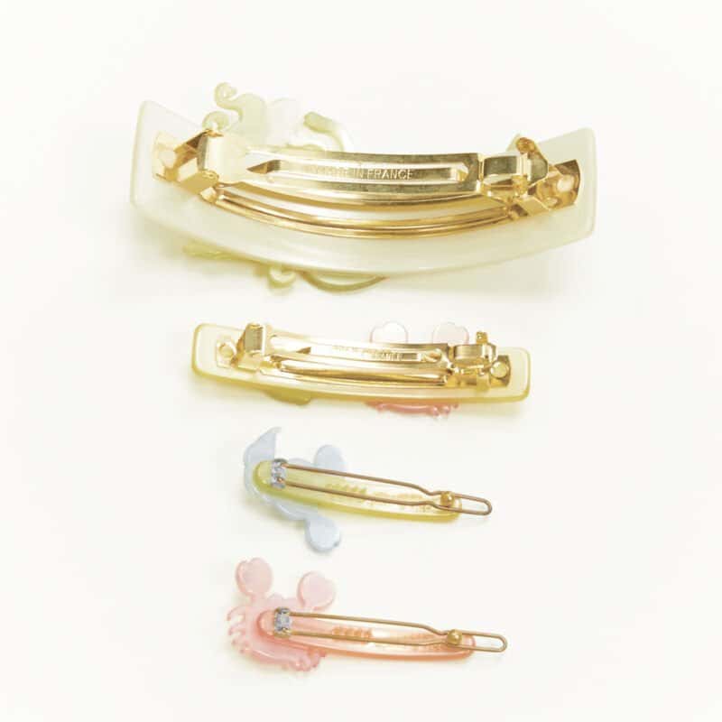 Unsigned Mermaid Hair Clips Yellow Plastic Very good condition - Back View