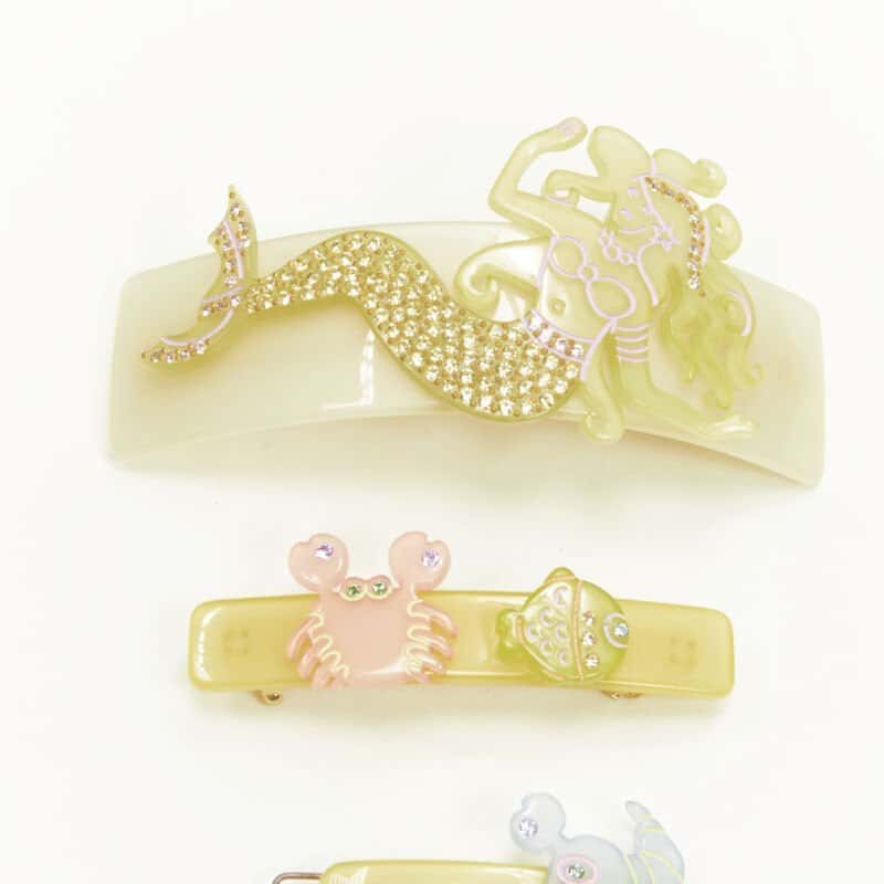 Unsigned Mermaid Hair Clips Yellow Plastic Very good condition - Inside View