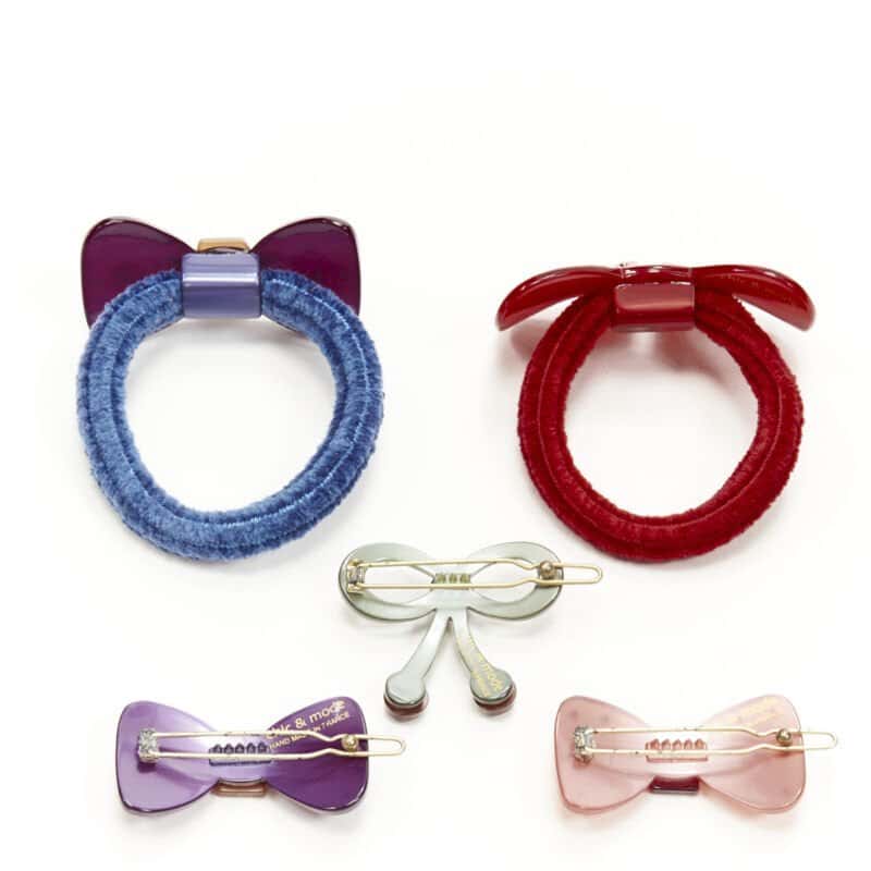 Unsigned Ribbon Hair Clips MultiColor Plastic Never worn - Inside View