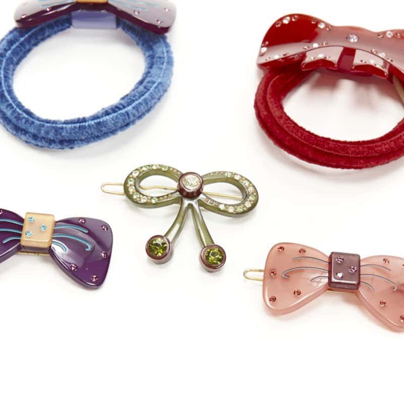 Unsigned Ribbon Hair Clips MultiColor Plastic Never worn - Model View
