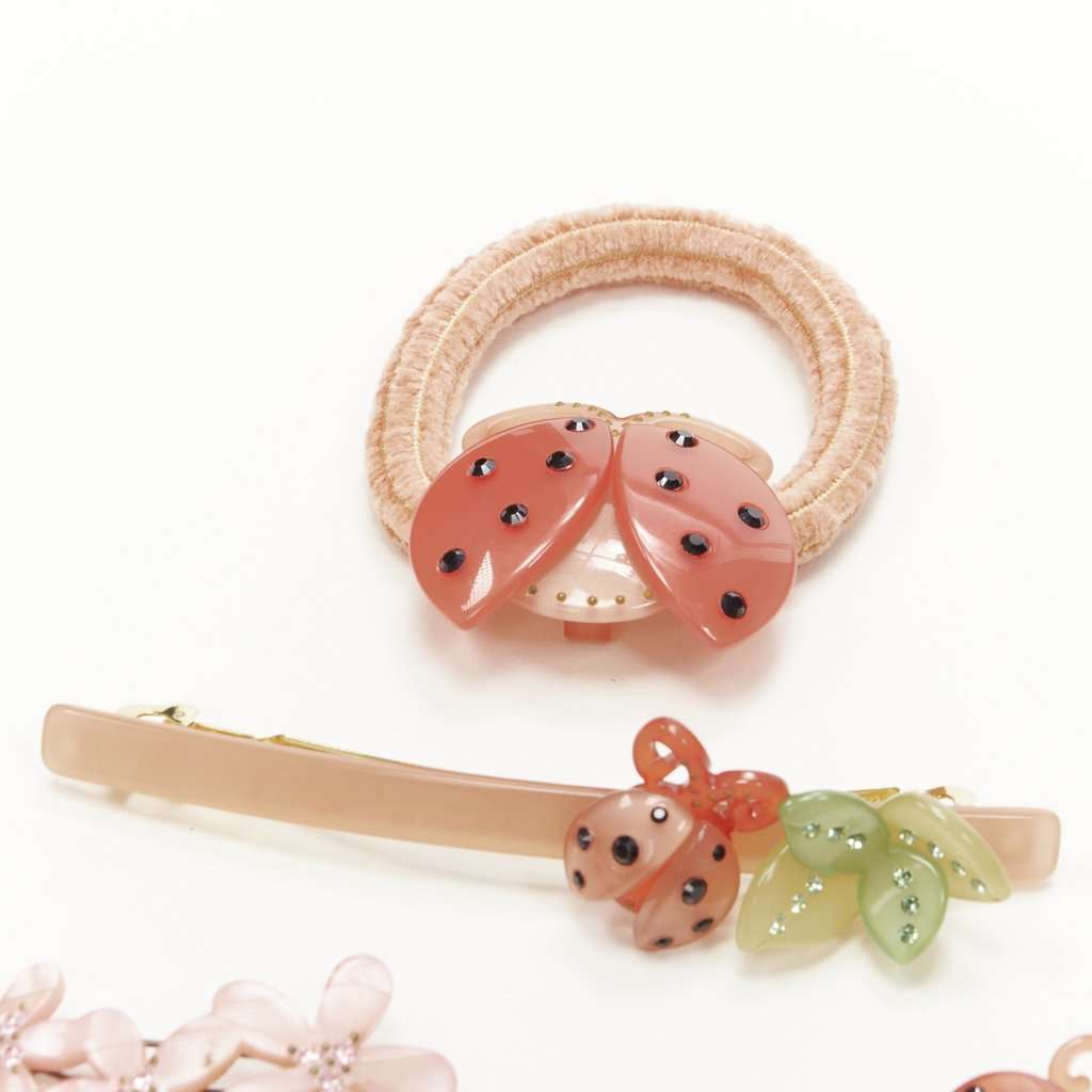Unsigned Beetle Hair Clips Pink Plastic Very good condition - Back View