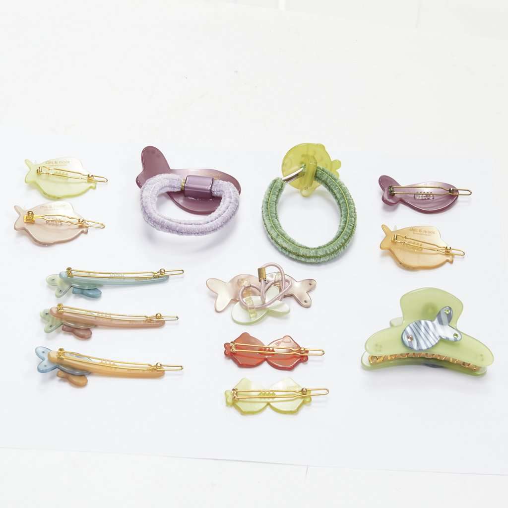 Unsigned Fish Hair Clips MultiColor Plastic Very good condition - Back View