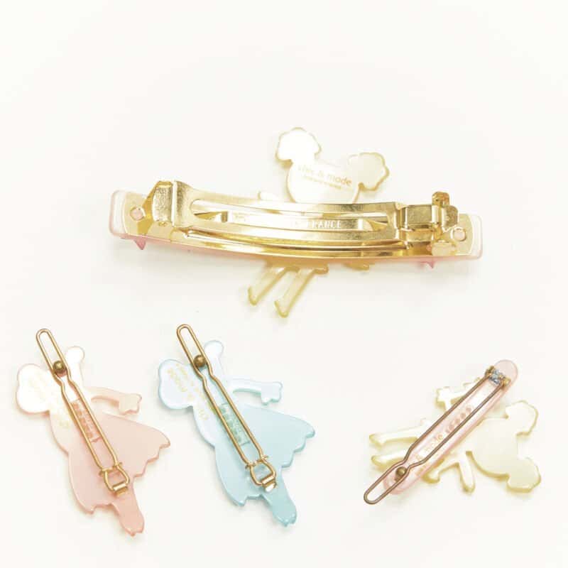 Unsigned Fairy Hair Clips MultiColor Plastic Very good condition - Back View