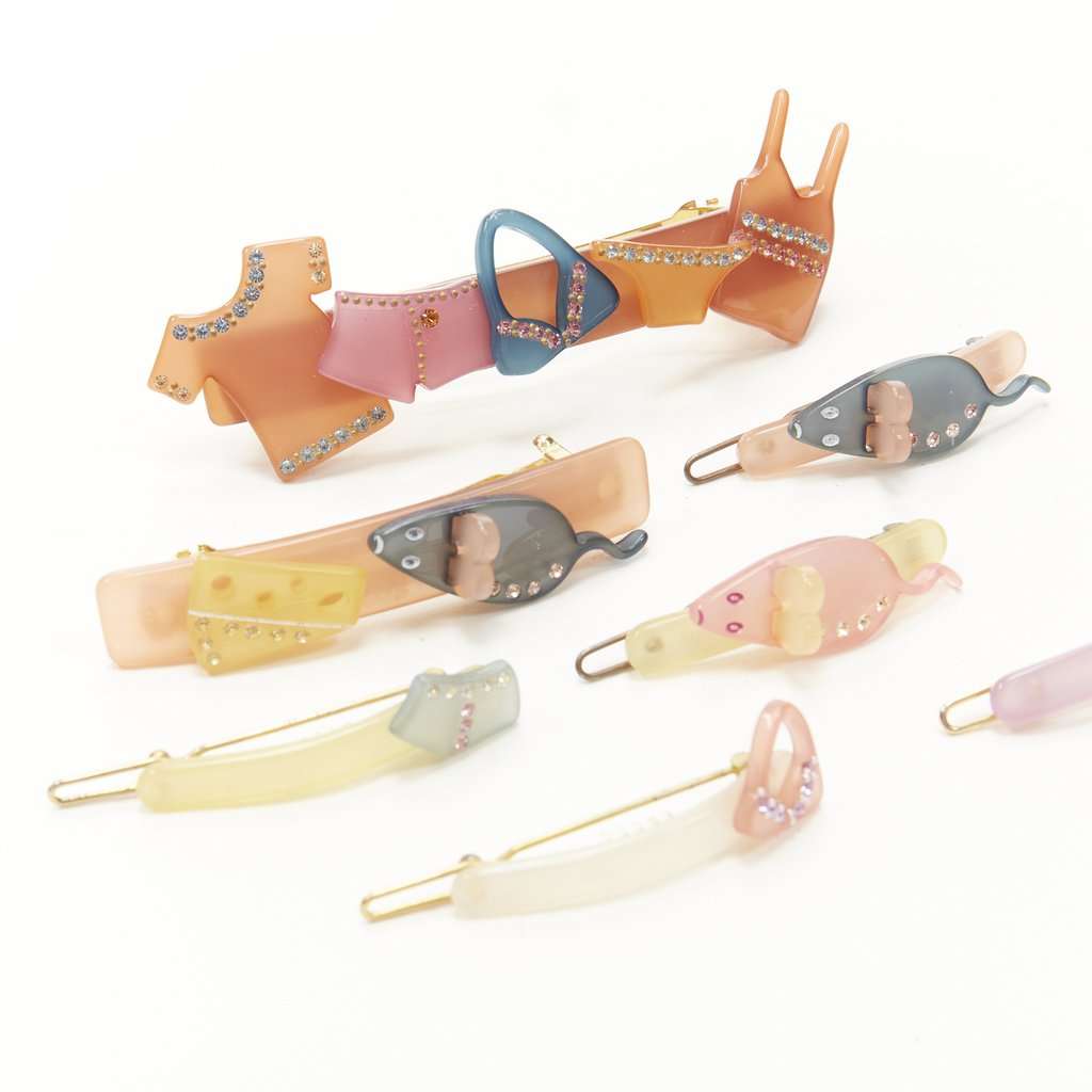 Unsigned Pastel Acrylic Clips MultiColor Plastic Very good condition - Back View