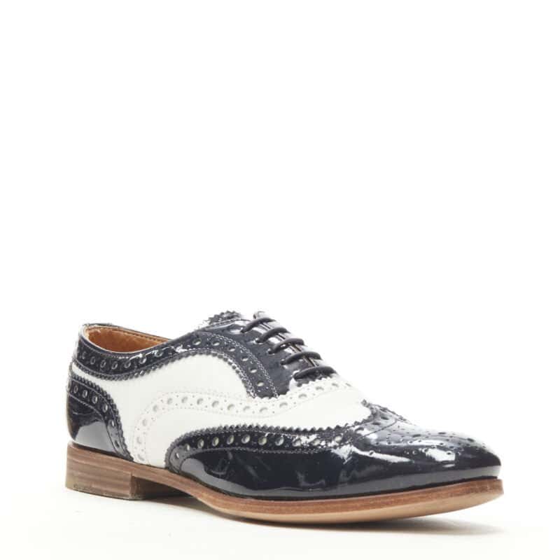 Church's Patent Fringe Brogue Black Leather Very good condition - Back View
