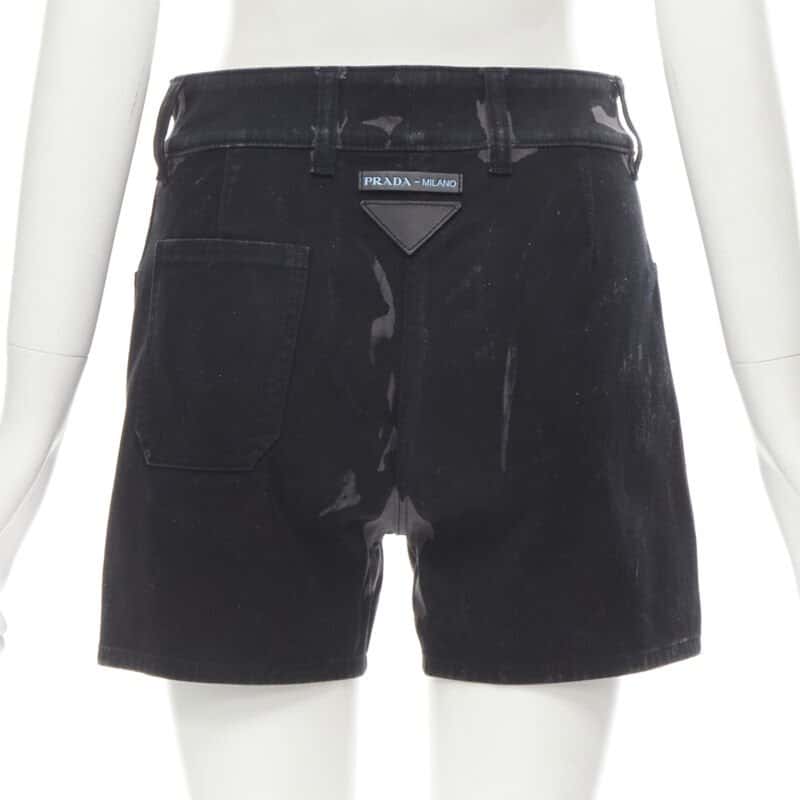 Prada Camo Cargo Shorts Black Cotton Very good condition - Box View