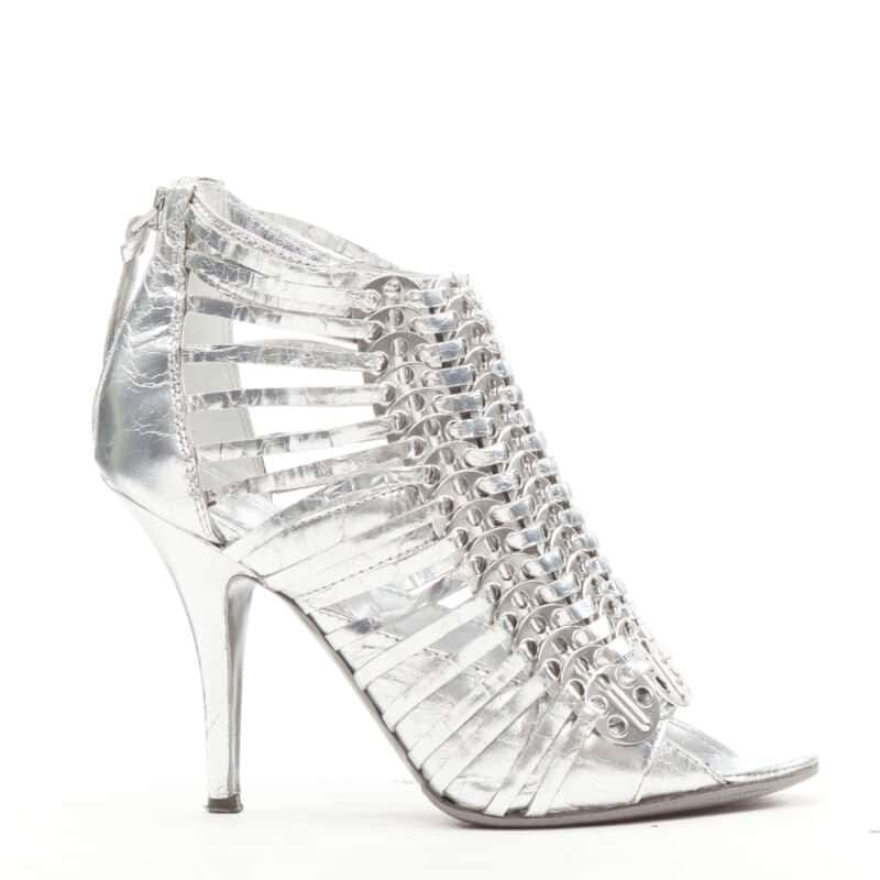 Givenchy Silver Disc Booties Silver Leather Good condition - Front View