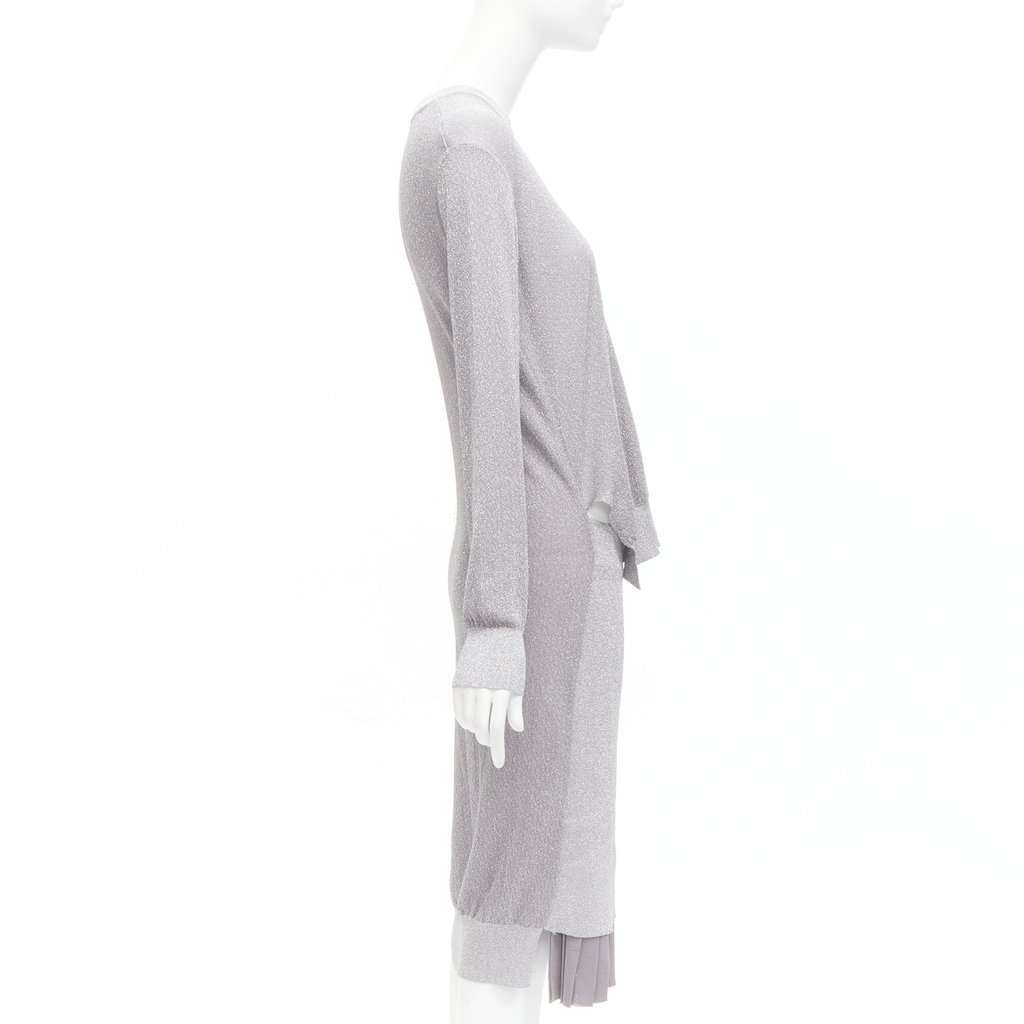 Toga Archives Lurex Pleats Dress Silver Polyester Very good condition - Model View