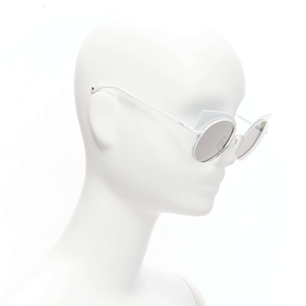 Fendi Gradient Cat Eye Sunglasses White Metal Never worn - Inside View