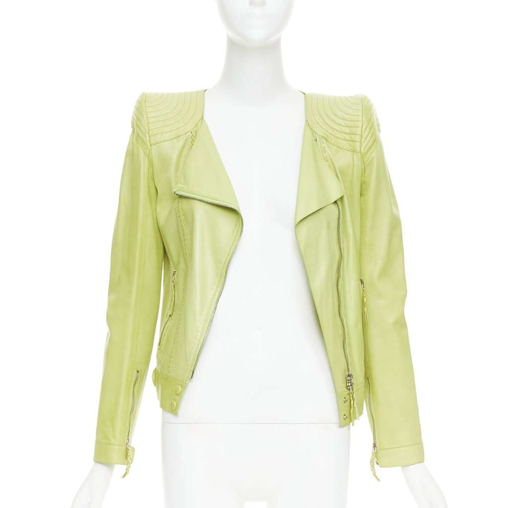 Roberto Cavalli Green Leather Leather Jacket Green Leather Very good condition - Inside View