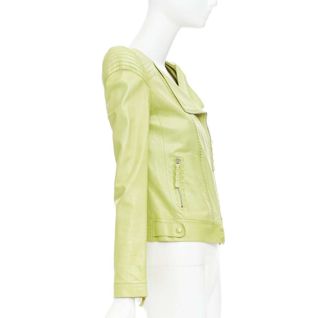Roberto Cavalli Green Leather Leather Jacket Green Leather Very good condition - Box View