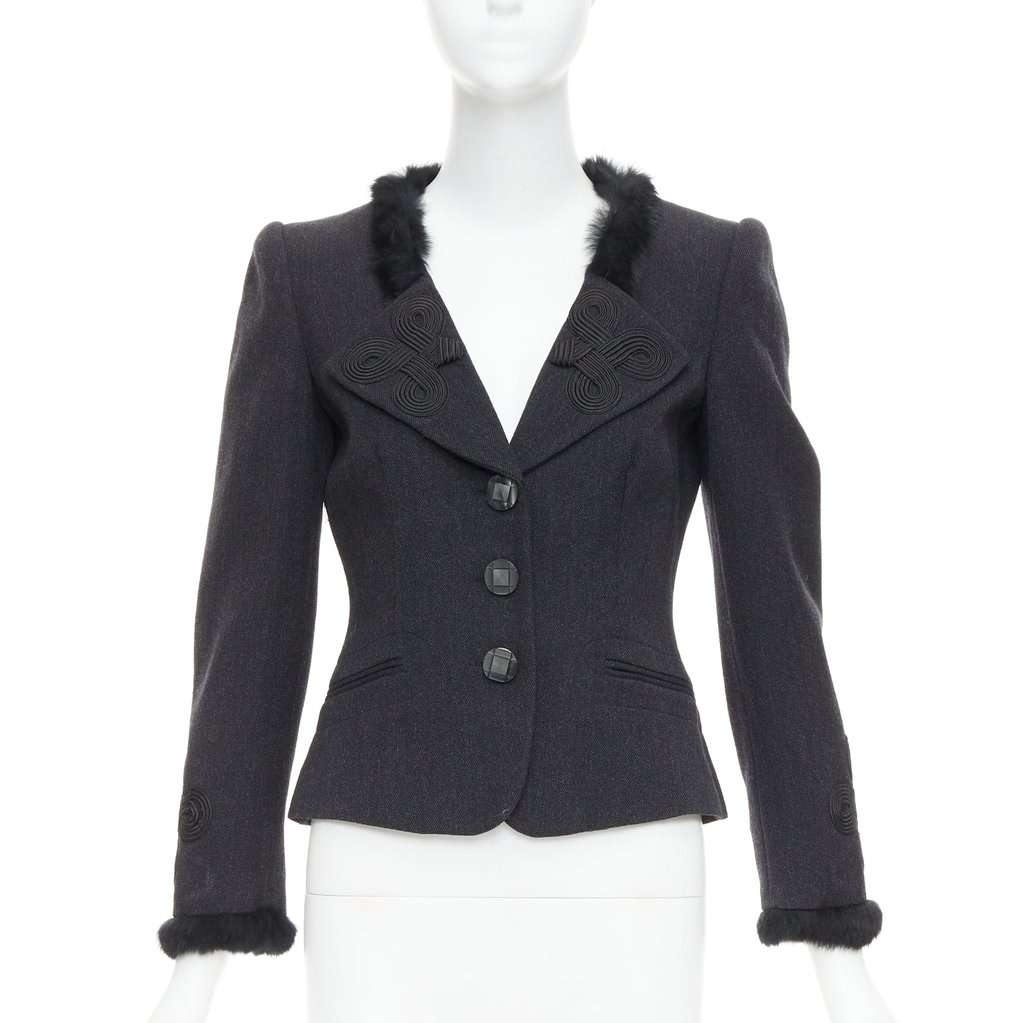 Emporio Armani Grey Wool Jacket Grey Wool Very good condition - Front View
