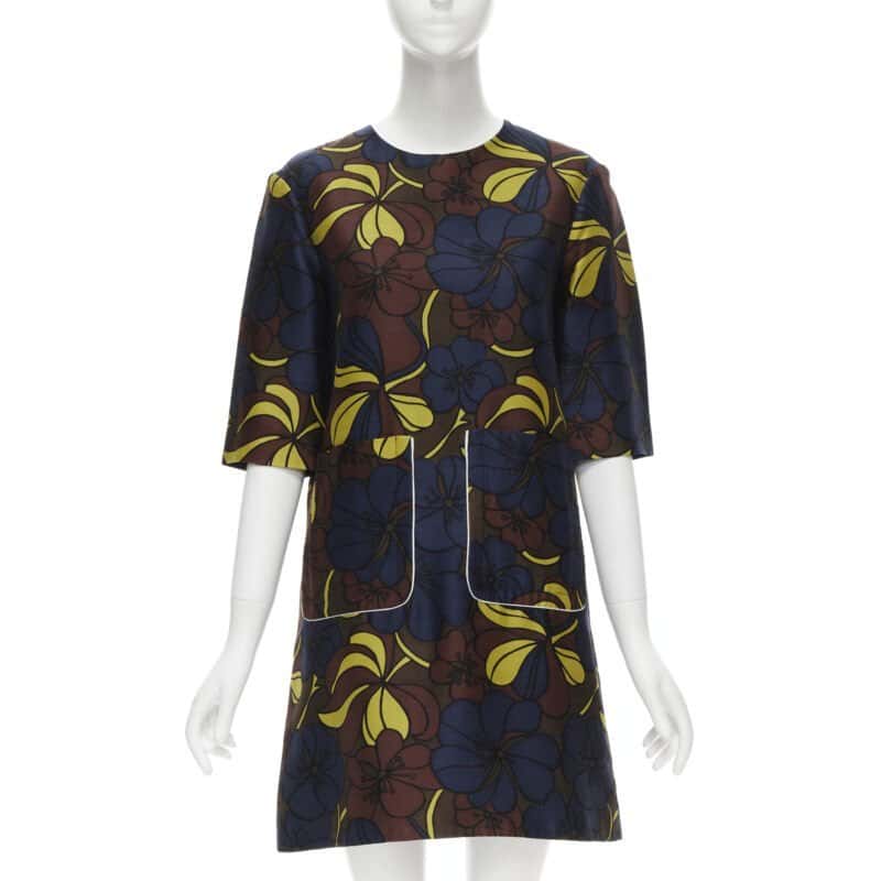 Marni Patch Pocket Dress Brown Wool Never worn - Front View