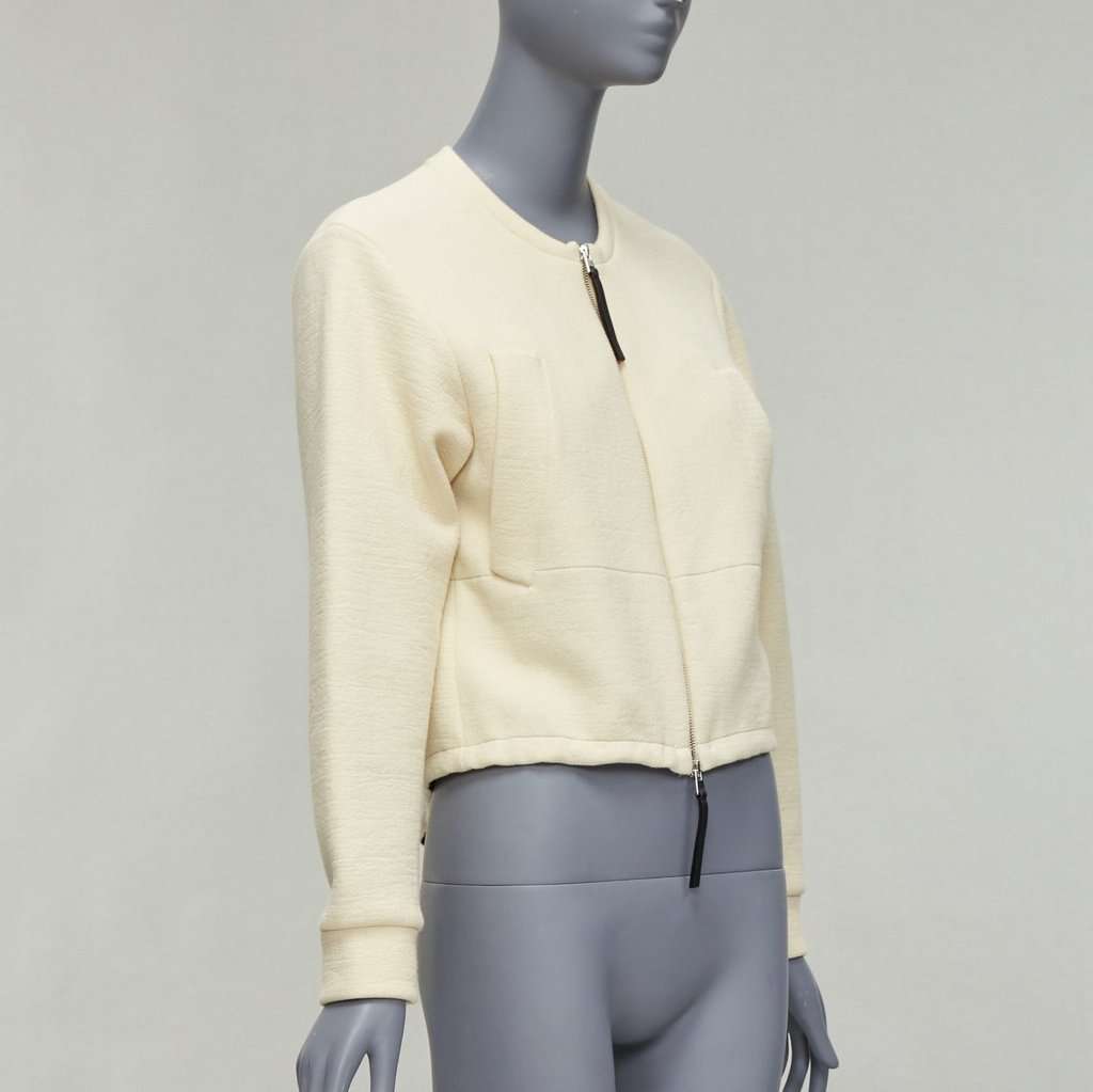 Marni Cream Cropped Bomber Jacket Beige Cotton Never worn - Model View