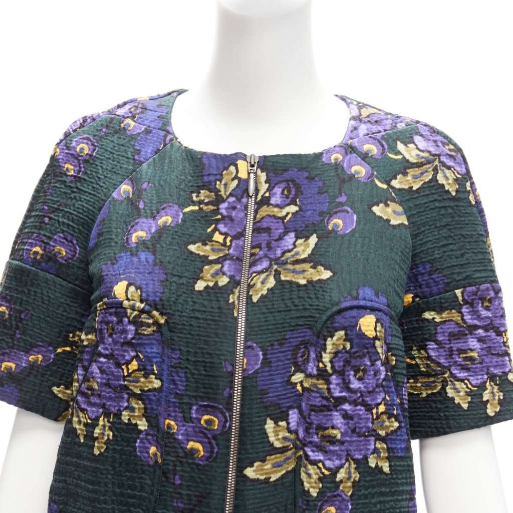Marni Floral Cloque Dress Green Cotton Never worn - Back View