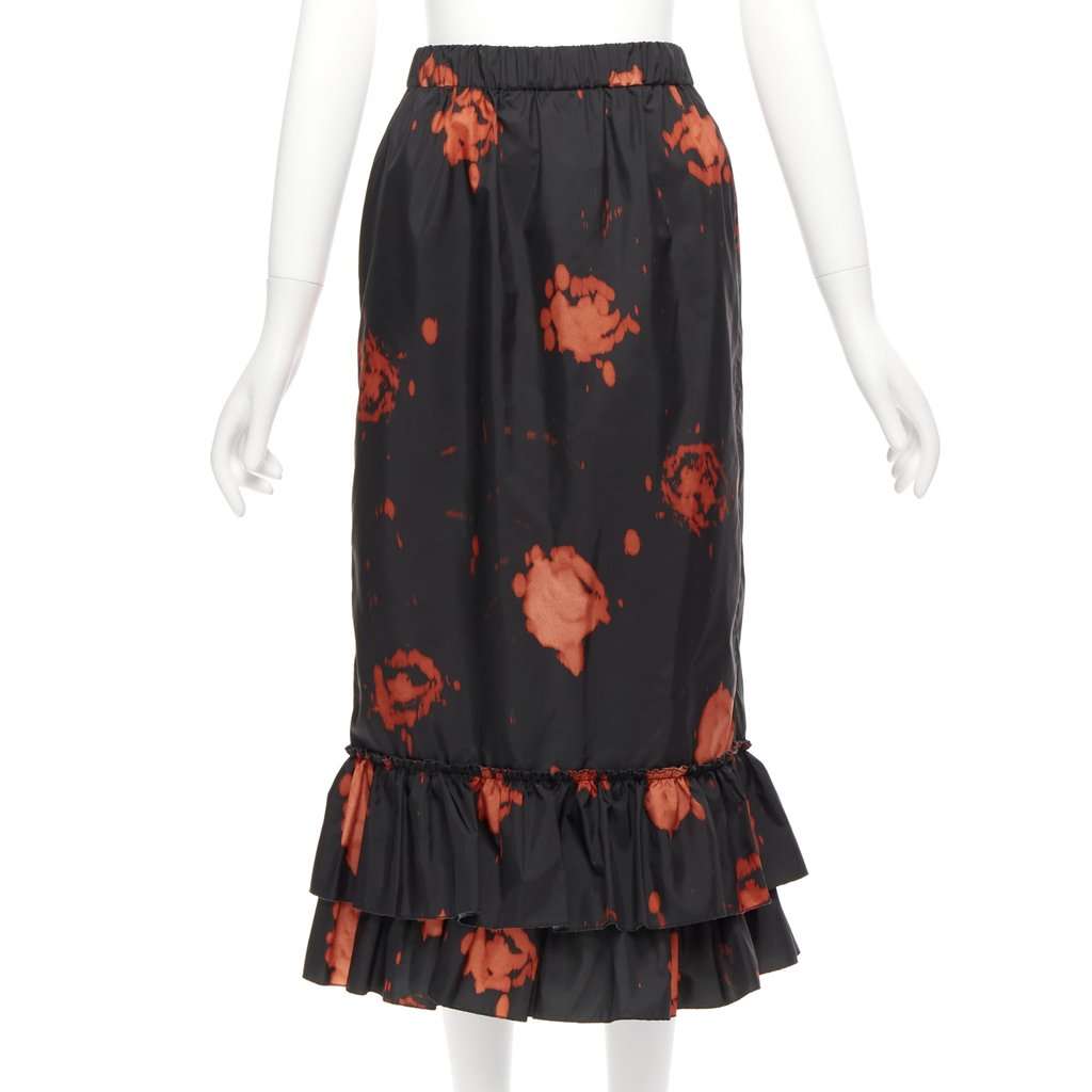 Marni Splatter Ruffle Skirt Black Polyester Never worn - Front View