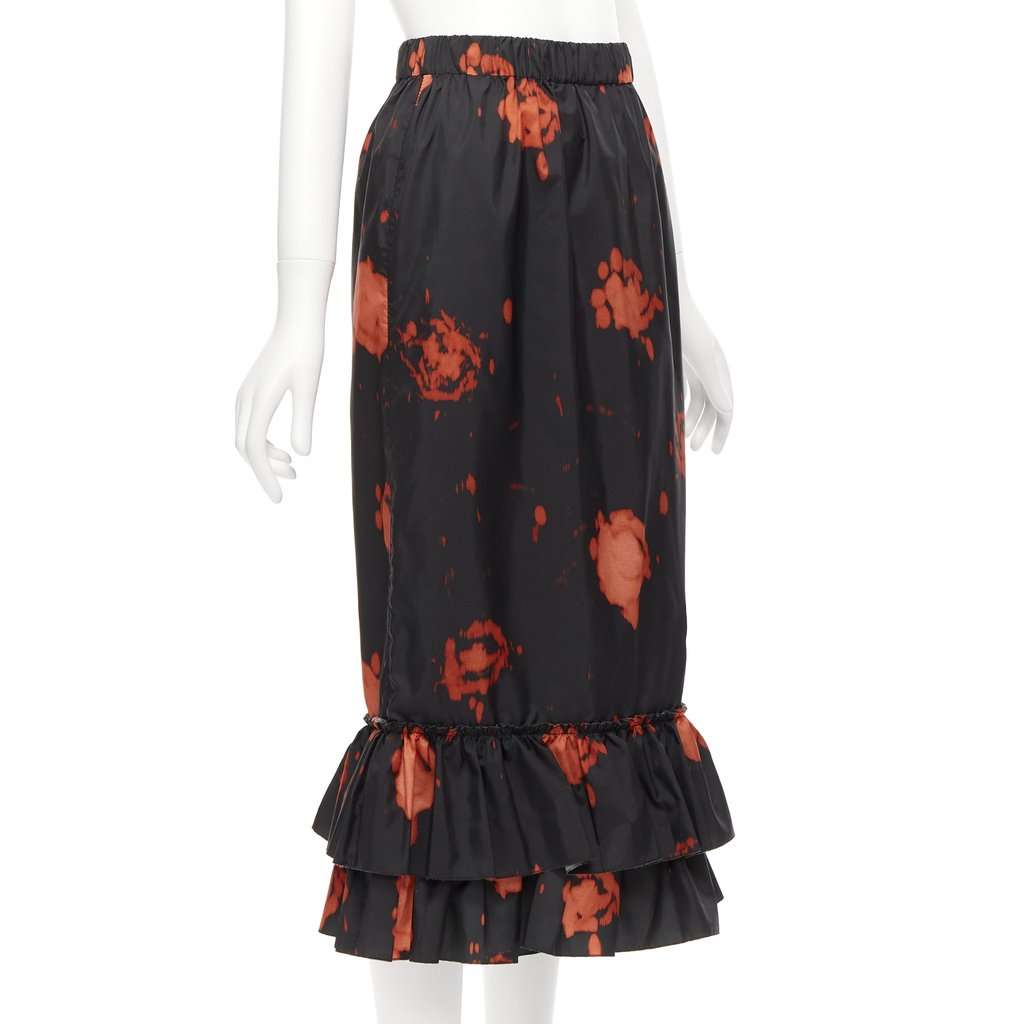 Marni Splatter Ruffle Skirt Black Polyester Never worn - Inside View
