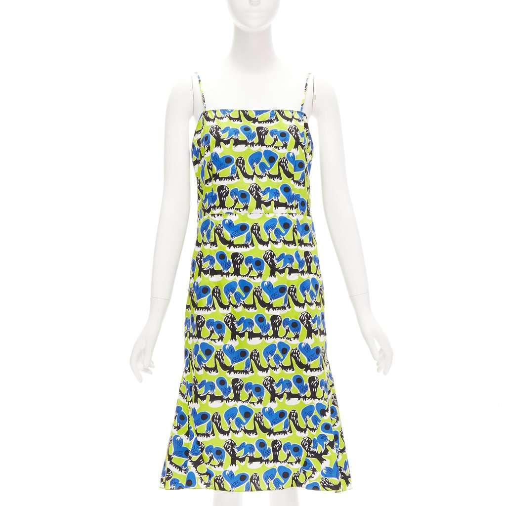 Marni Geometric Summer Dress Green Cotton Good condition - Front View