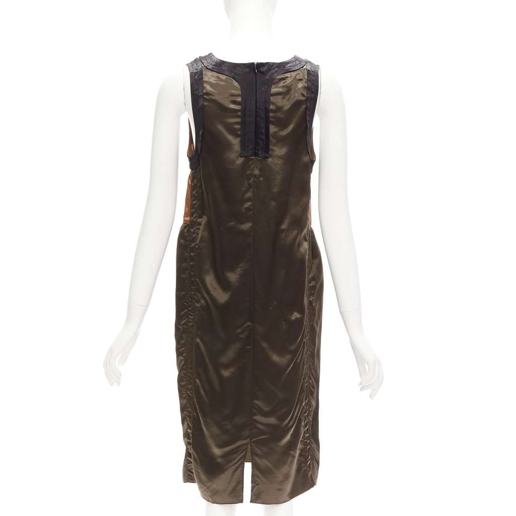 Marni Satin Colorblock Dress Khaki Never worn - Box View