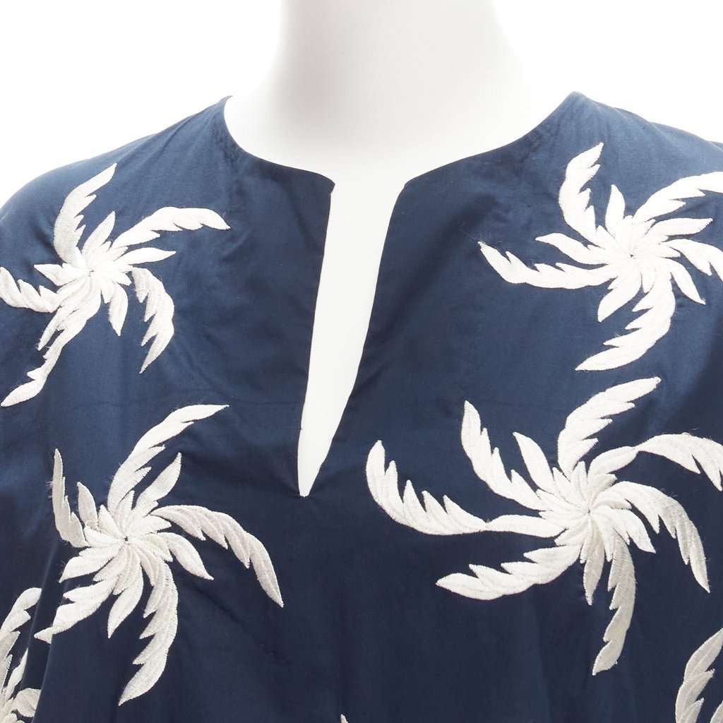 Dries Van Noten Floral Boxy Dress Navy Cotton Never worn - Back View