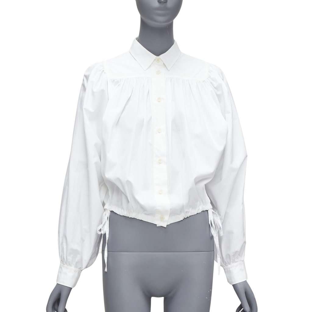 Marni Drawstring Puff Blouse White Cotton Never worn - Front View