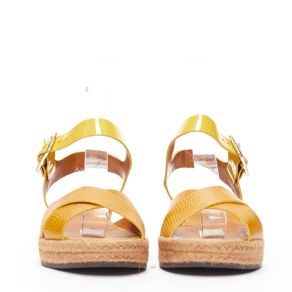 Fendi Embossed Strap Sandals Yellow Leather Very good condition - Inside View