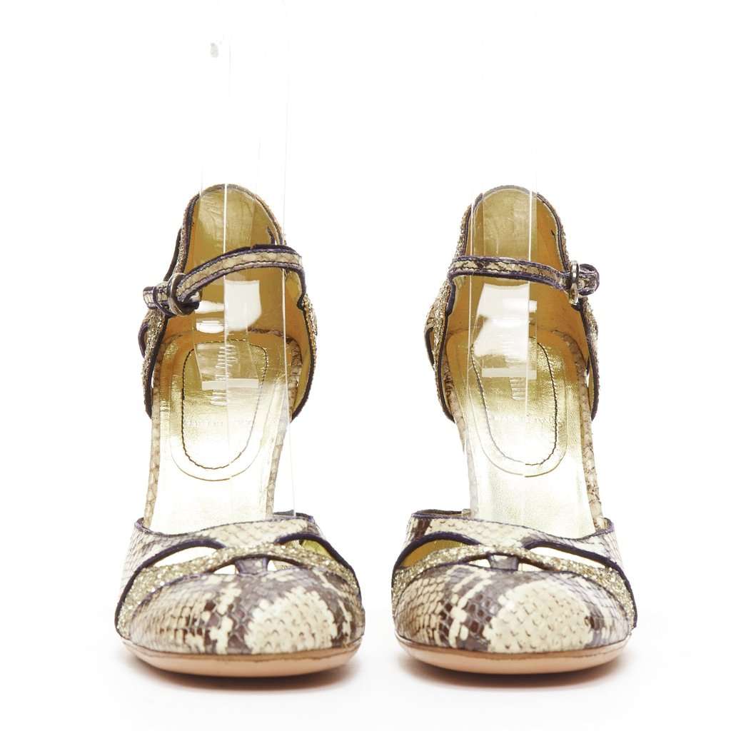 Miu Miu Snake Glitter Maryjanes Brown Leather Very good condition - Inside View