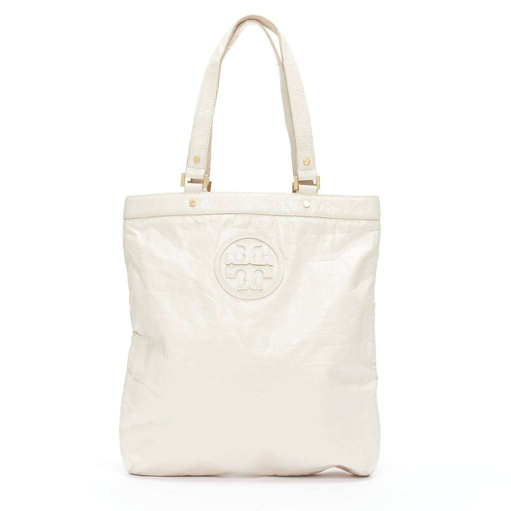 Tory Burch Oversized Zip Clutch White Leather Very good condition - Front View