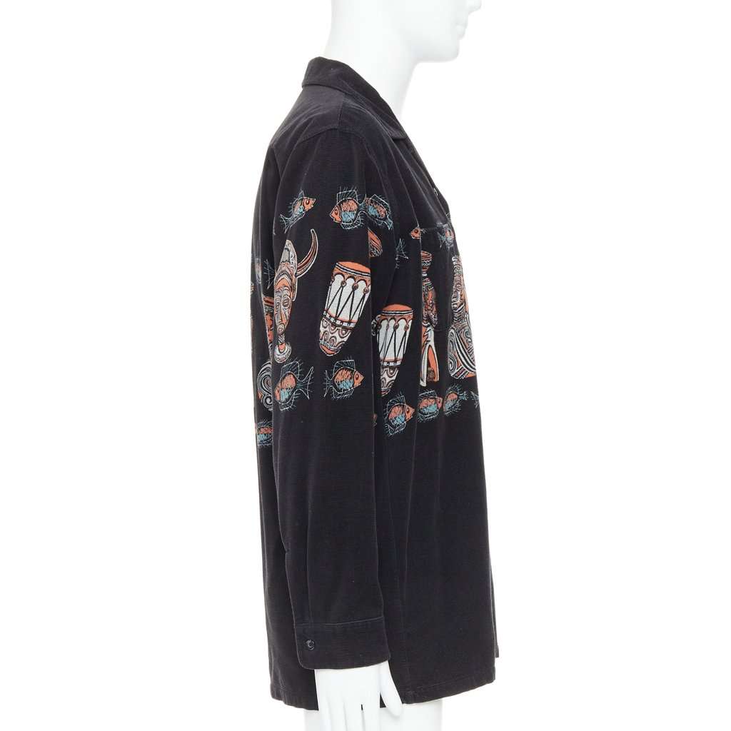 Beams Plus Ethnic Print Overshirt Black Very good condition - Model View
