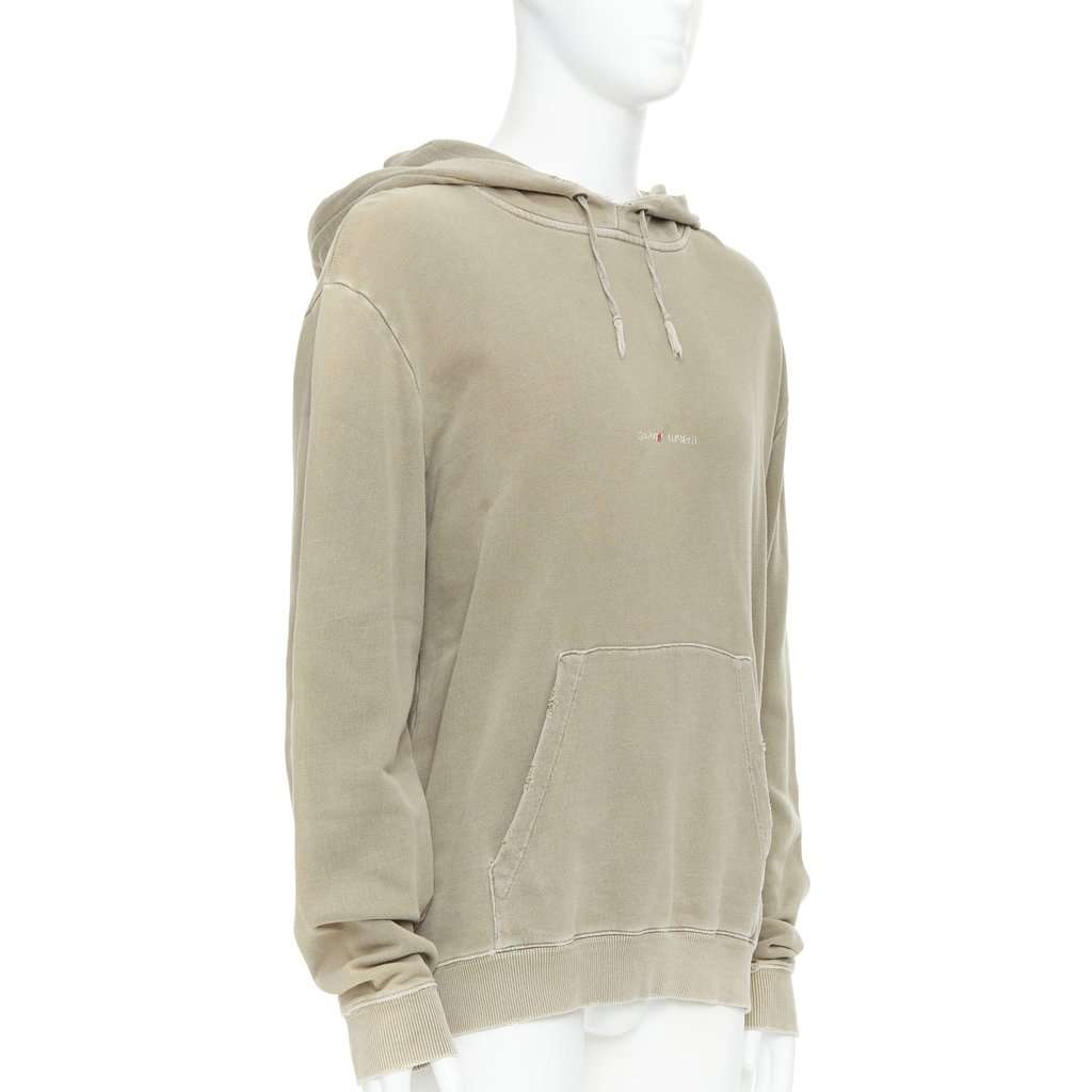Saint Laurent Washed Logo Hoodie Anthracite Cotton Very good condition - Inside View