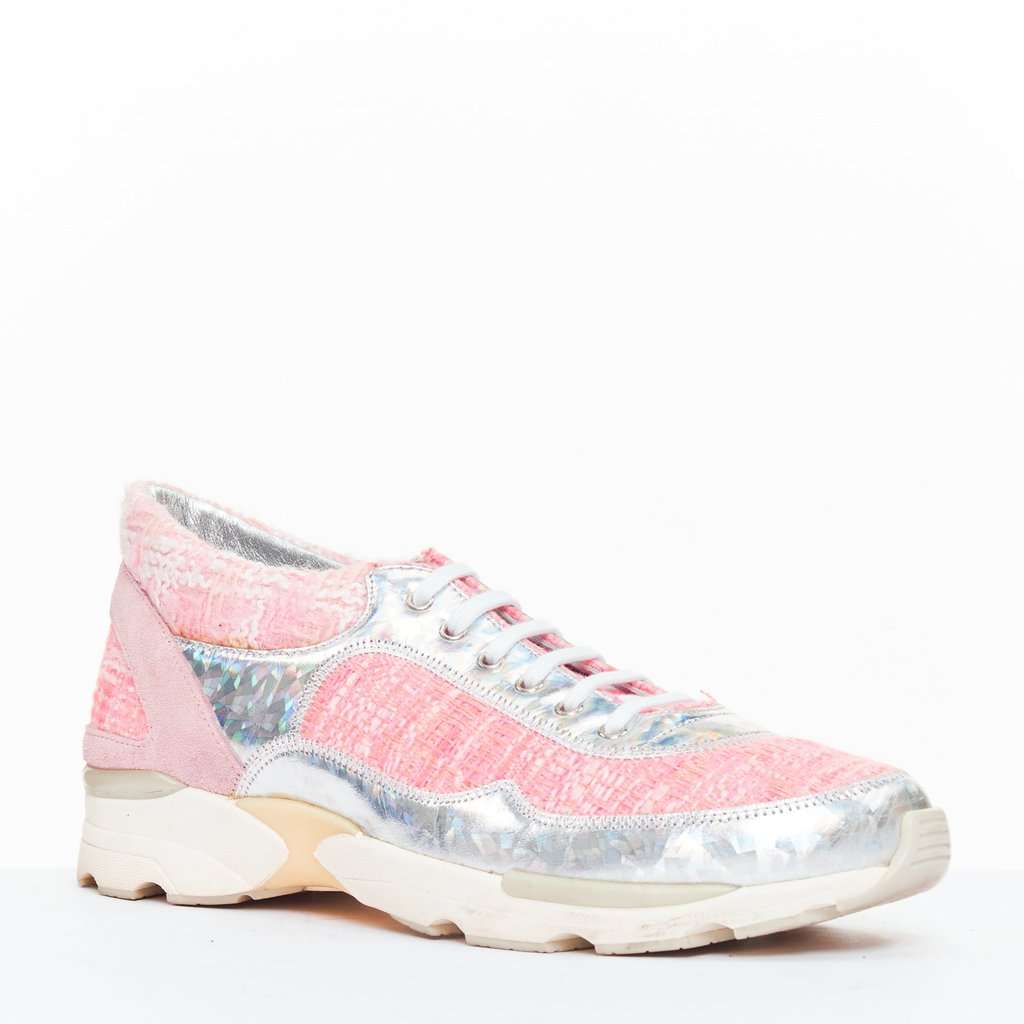 Chanel Pink Tweed Trainers Pink Tweed Good condition - Back View