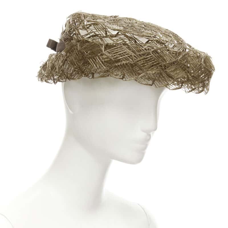 Unsigned Raffia Woven Boater Hat Other Never worn - Front View