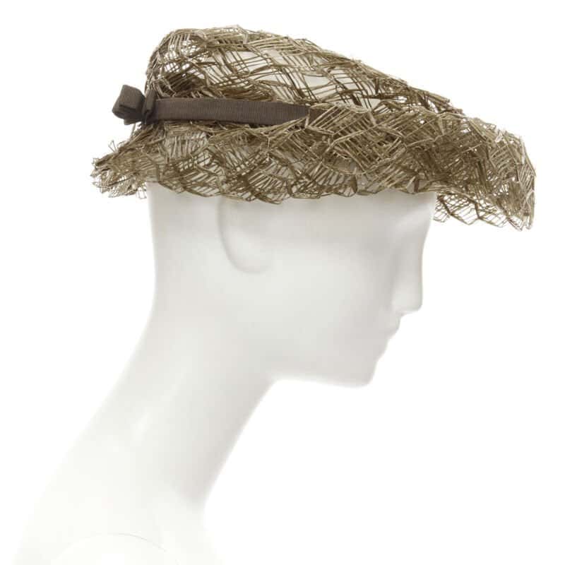 Unsigned Raffia Woven Boater Hat Other Never worn - Model View
