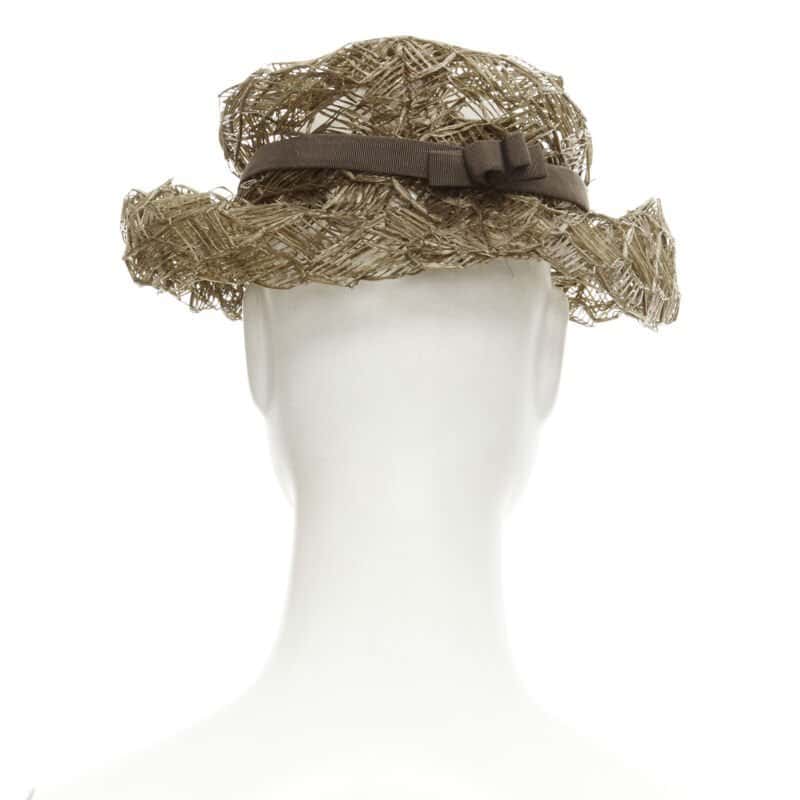 Unsigned Raffia Woven Boater Hat Other Never worn - Box View