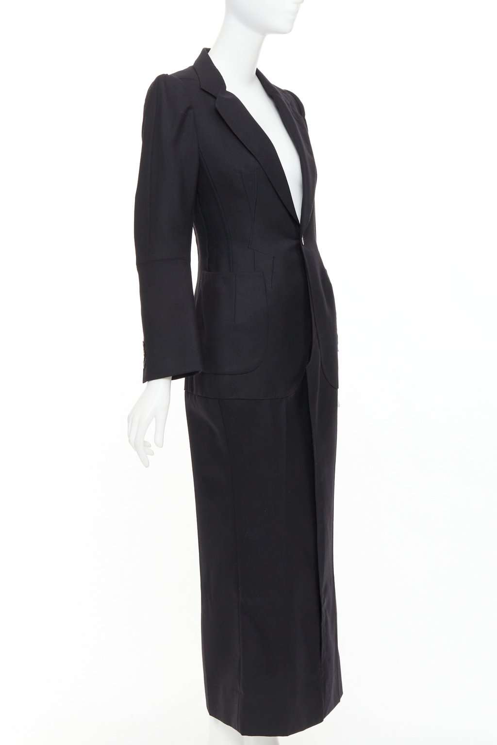 Junya Watanabe Black Wool Coat Black Wool Never worn, with tag - Model View
