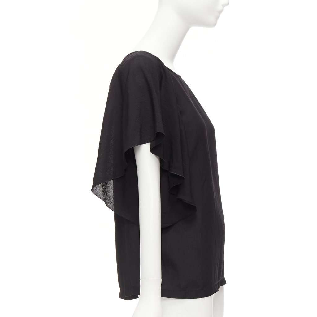 Dries Van Noten Flutter Sleeve Top Black Viscose Never worn - Model View
