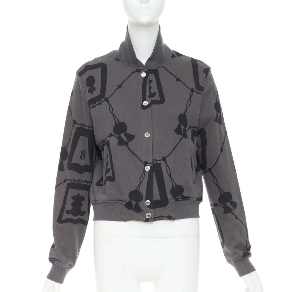 Hermès Poste et Cavalerie Bomber Jacket Grey Cotton Very good condition - Front View