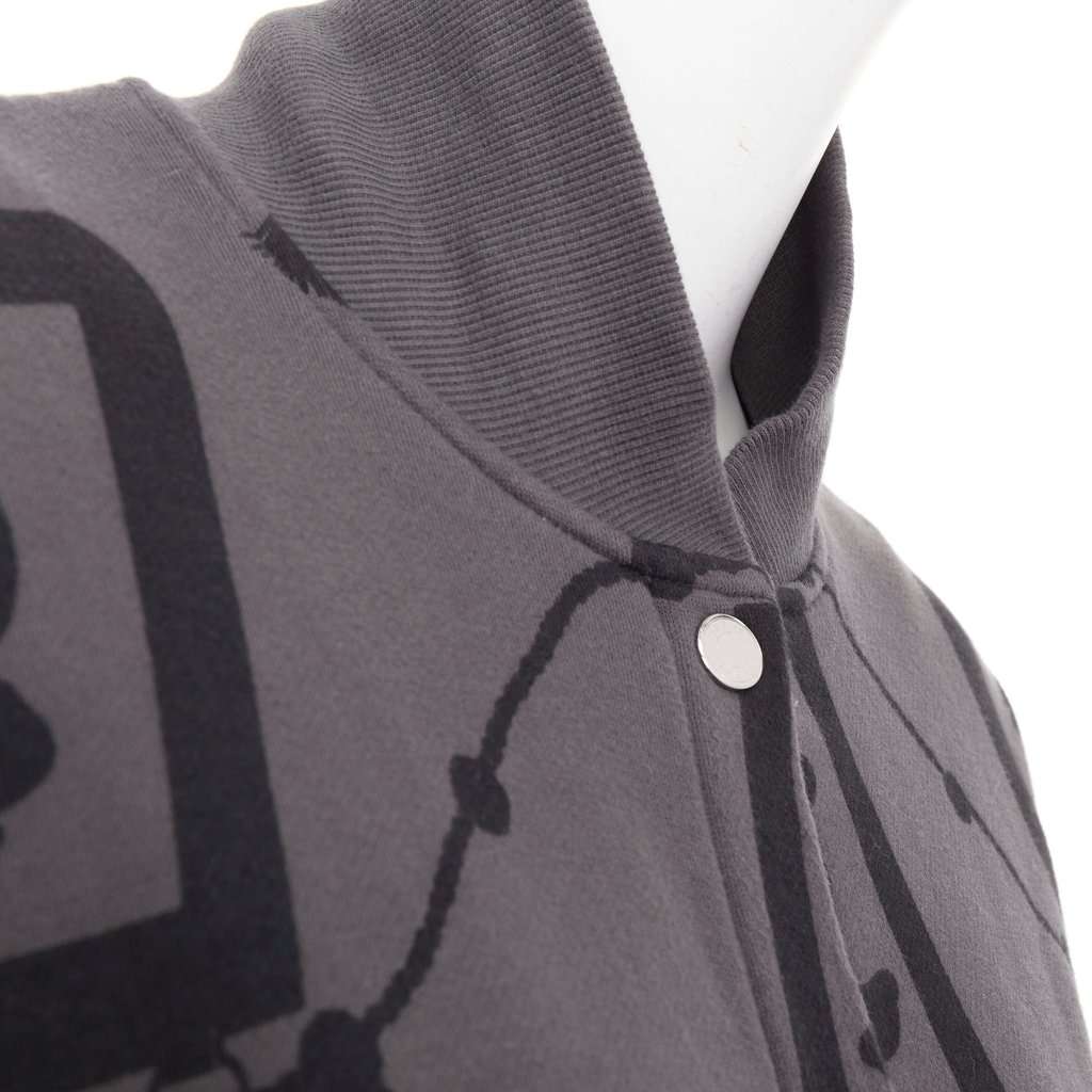 Hermès Poste et Cavalerie Bomber Jacket Grey Cotton Very good condition - Back View