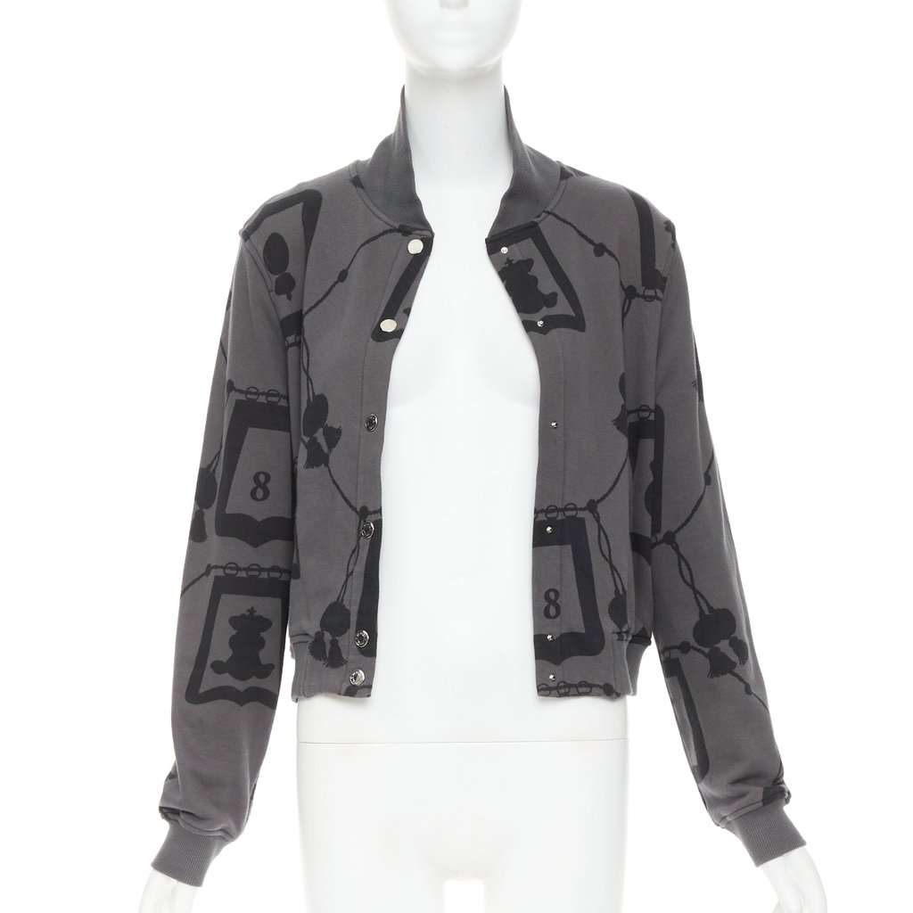 Hermès Poste et Cavalerie Bomber Jacket Grey Cotton Very good condition - Inside View