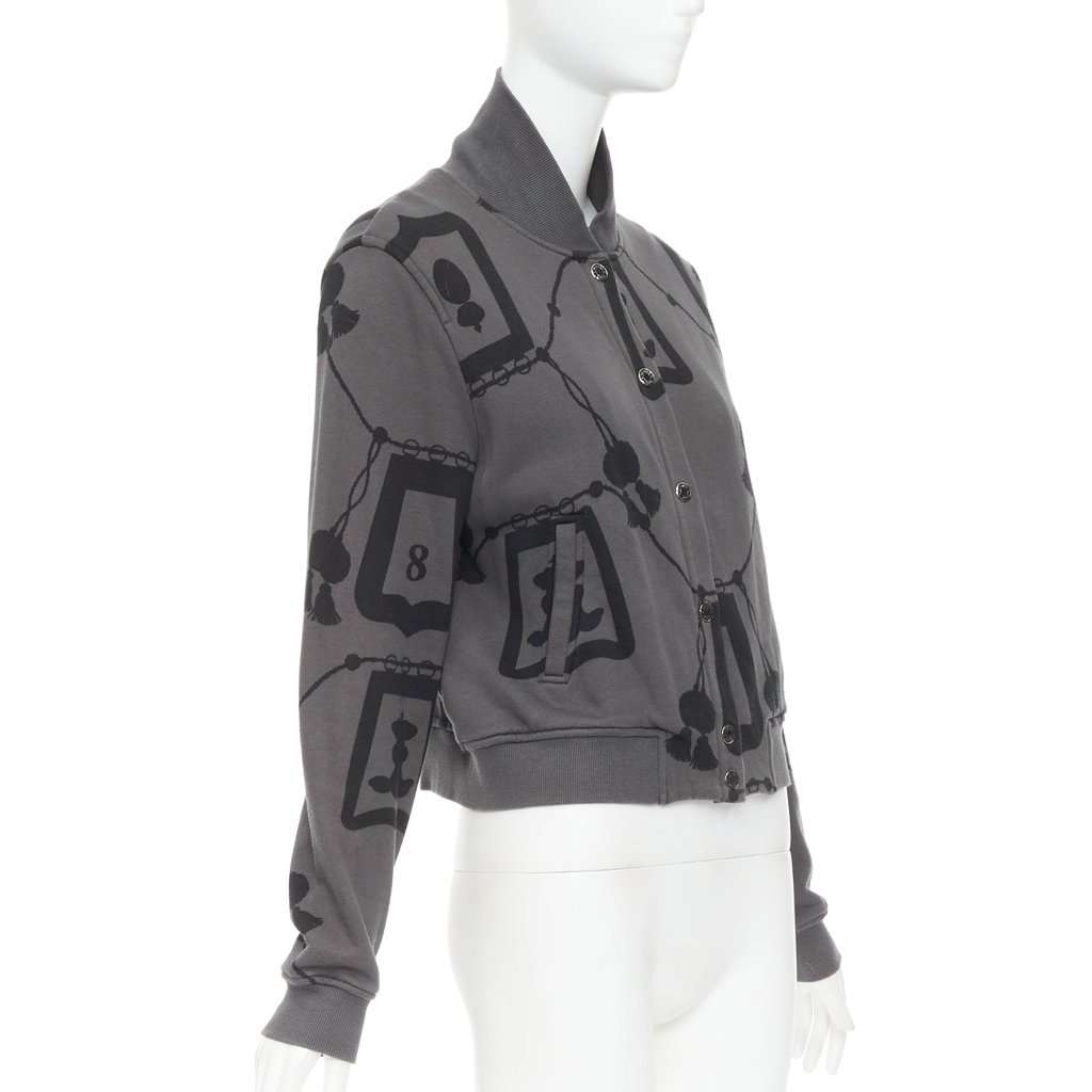 Hermès Poste et Cavalerie Bomber Jacket Grey Cotton Very good condition - Model View