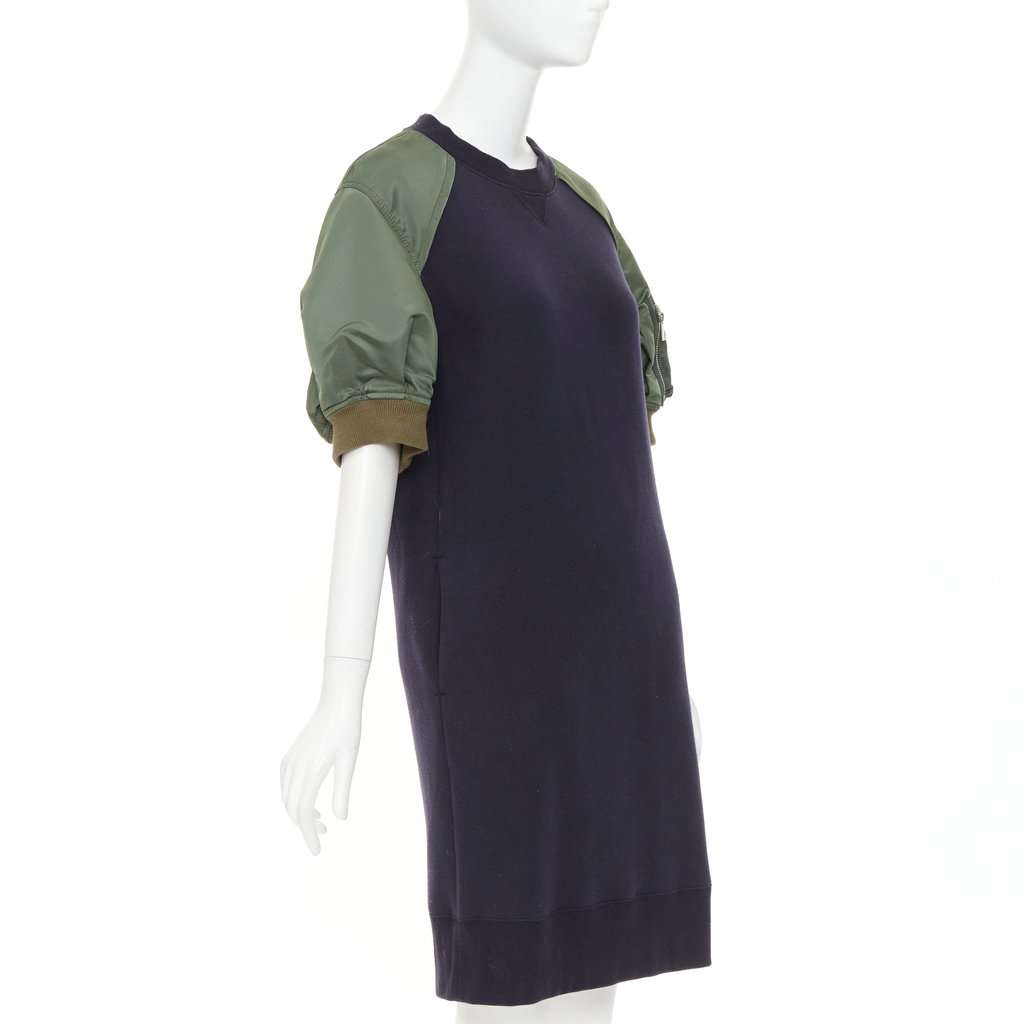 Sacai Sponge Sweat x MA-1 Dress Green Cotton Good condition - Inside View