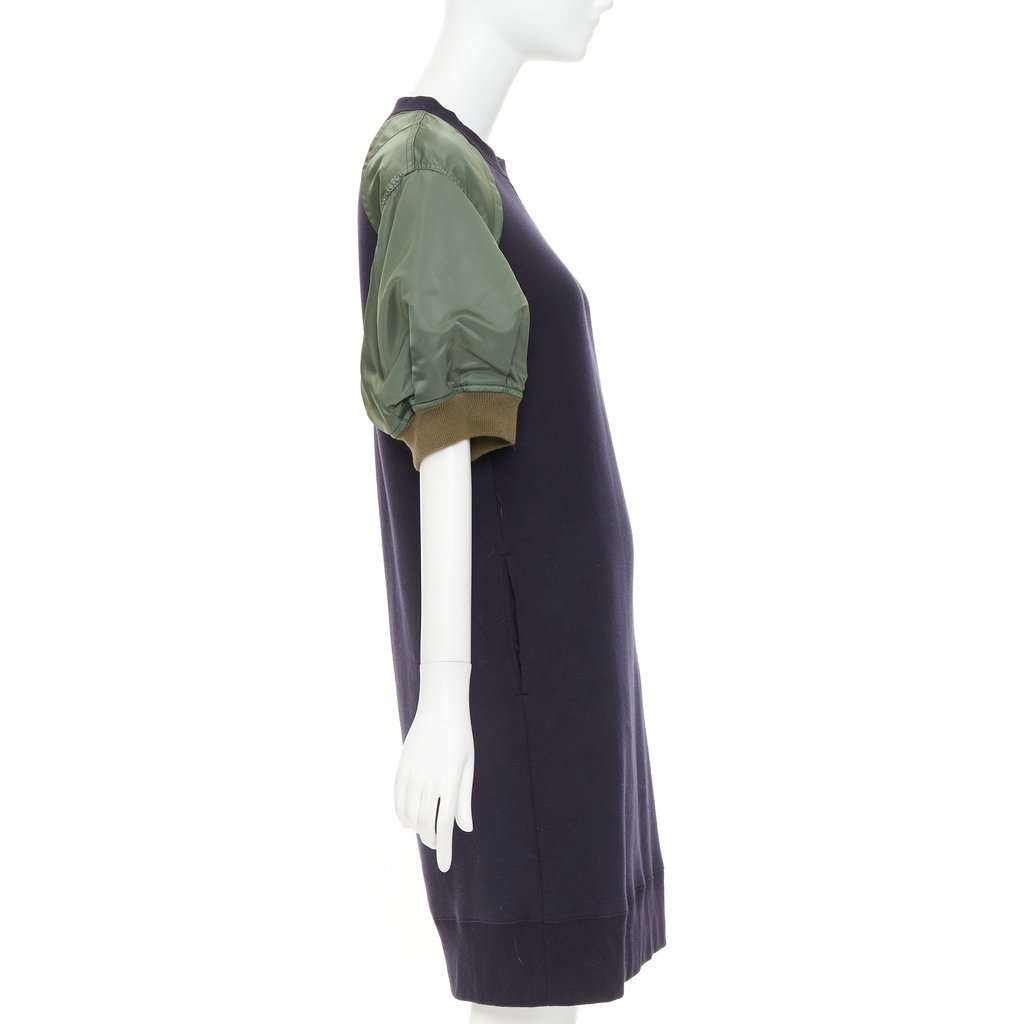 Sacai Sponge Sweat x MA-1 Dress Green Cotton Good condition - Model View