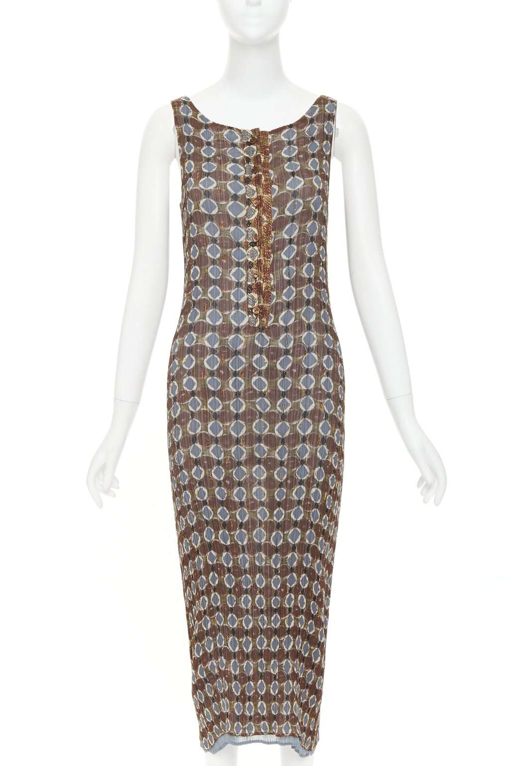 Issey Miyake Brown Polyester Dress Brown Polyester Very good condition - Front View