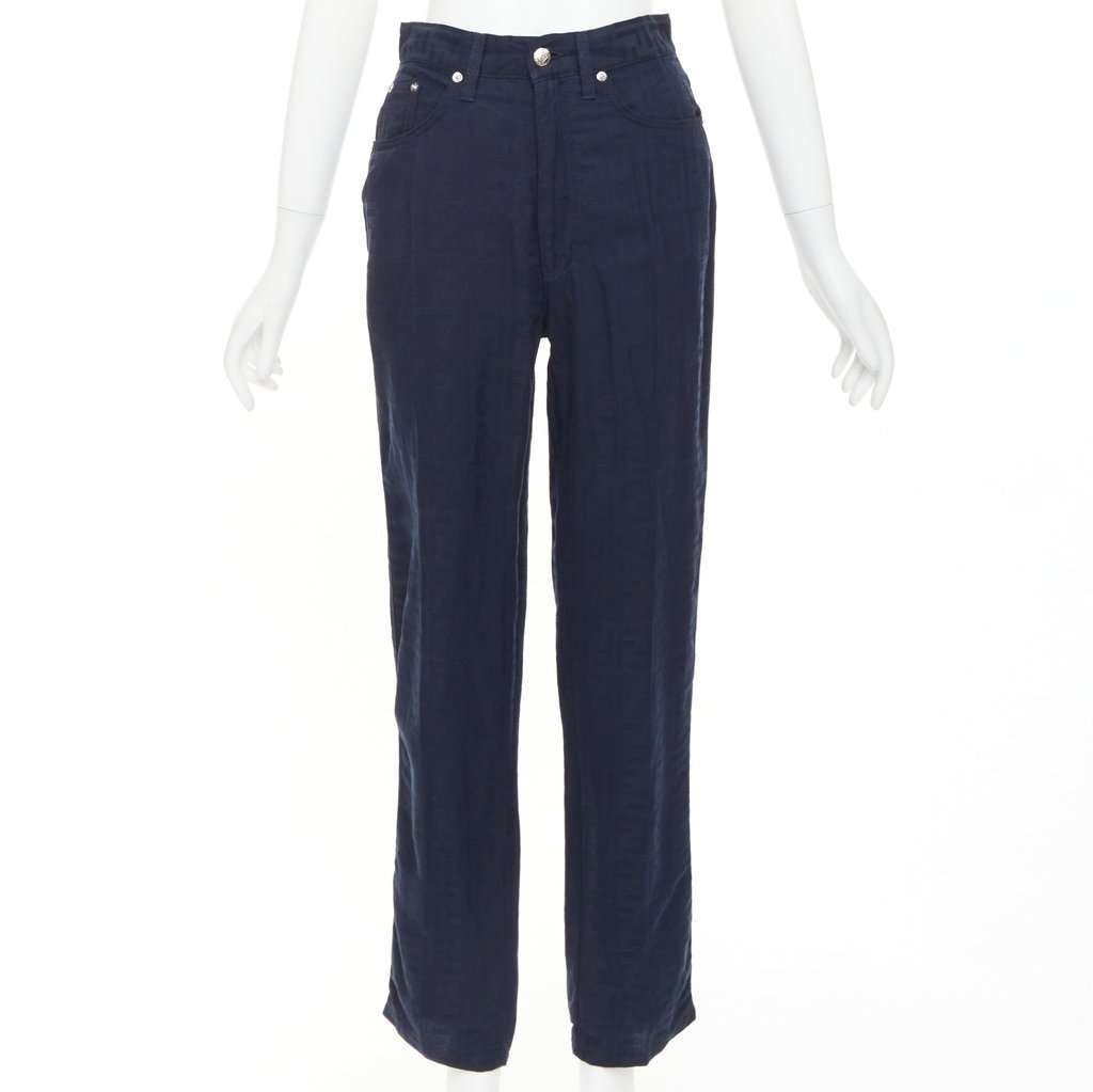 Fendi Navy Viscose Trouser Navy Viscose Very good condition - Front View