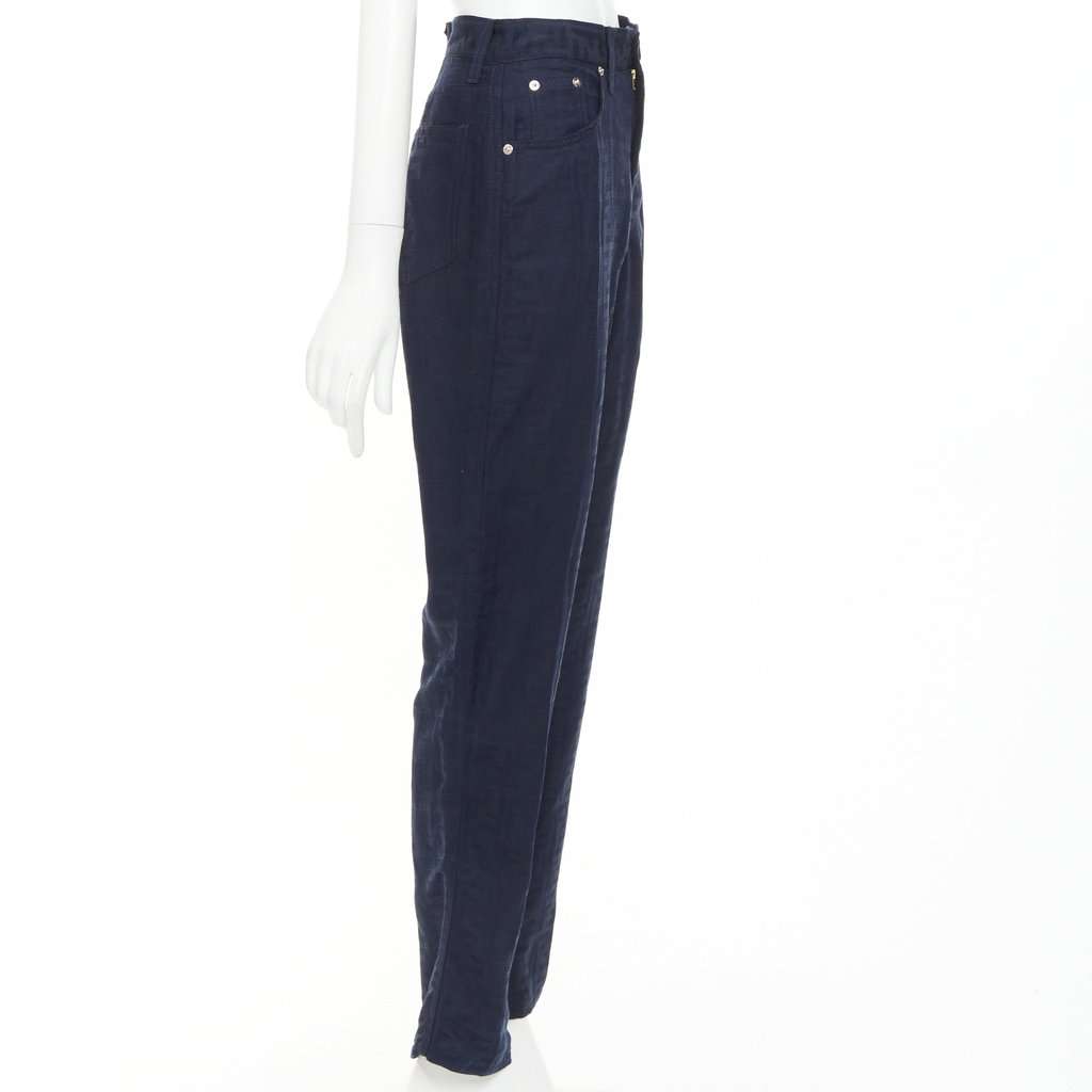 Fendi Navy Viscose Trouser Navy Viscose Very good condition - Model View