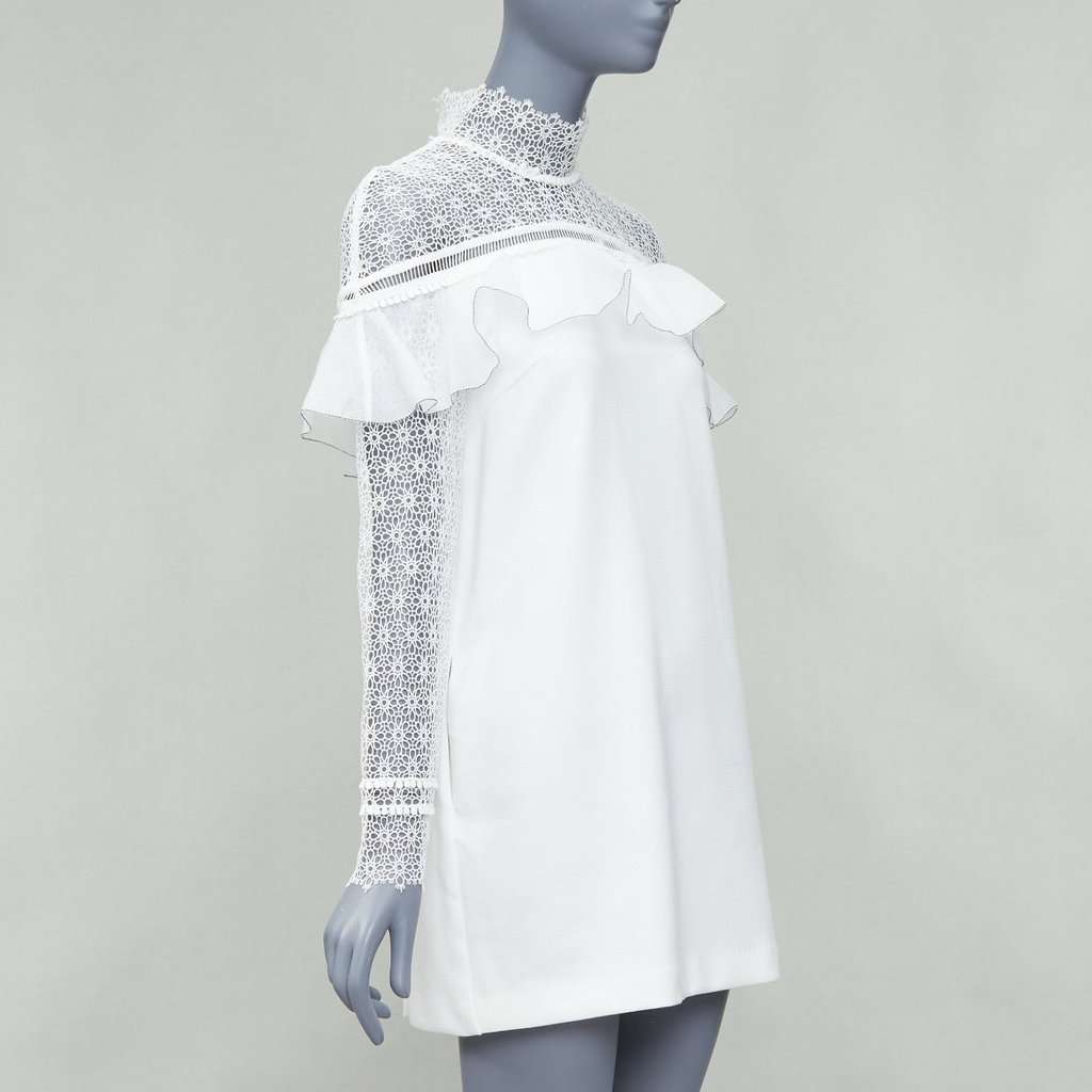 SELF-PORTRAIT Military cape shoulder White Polyester Never worn, with tag - Inside View