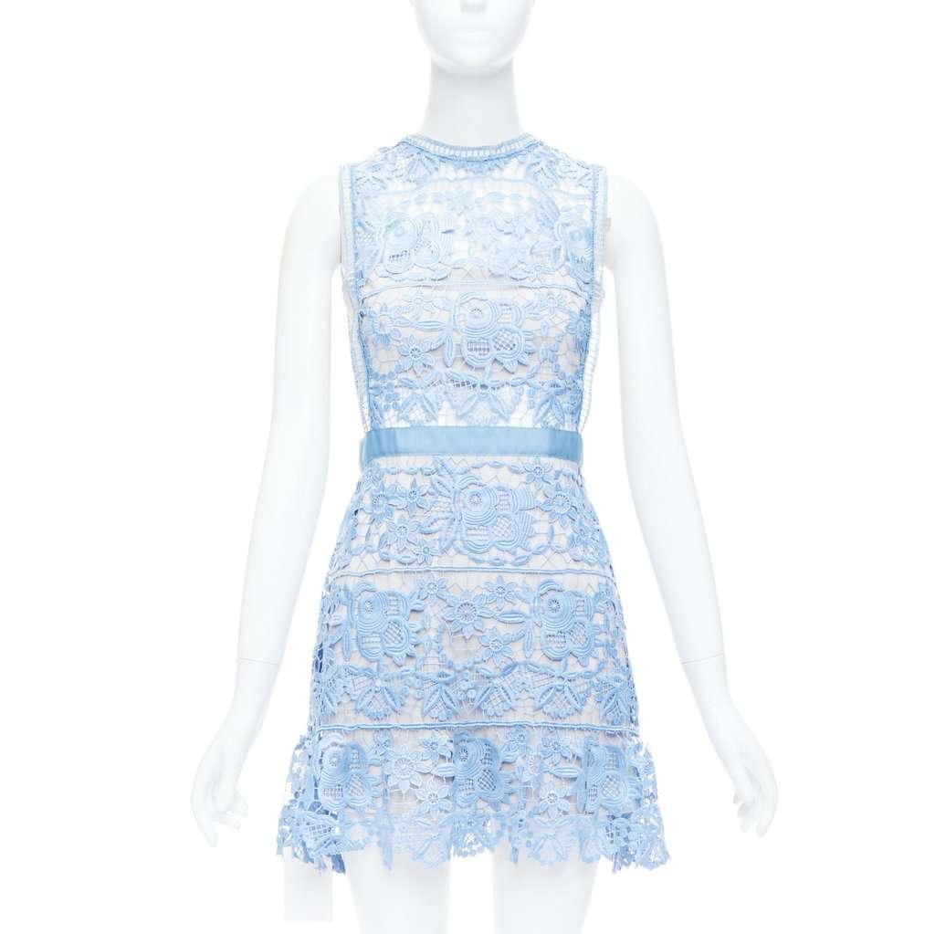 SELF-PORTRAIT Lace Peplum Blue Polyester Very good condition - Front View