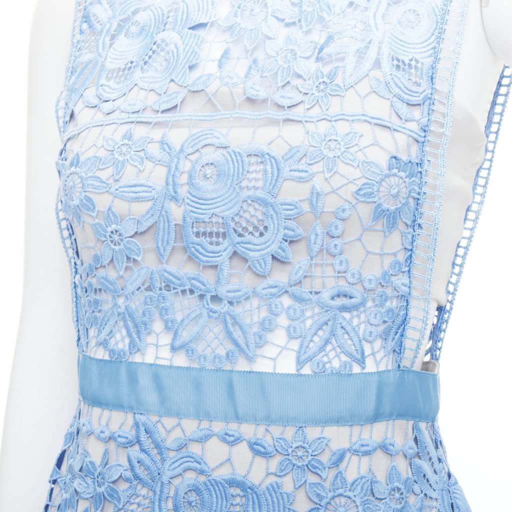 SELF-PORTRAIT Lace Peplum Blue Polyester Very good condition - Back View